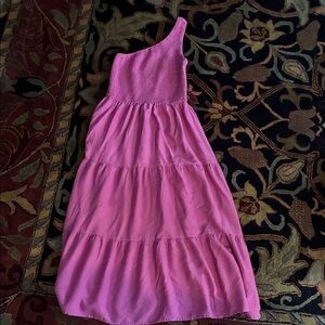 One-Shoulder Pink Maxi Dress